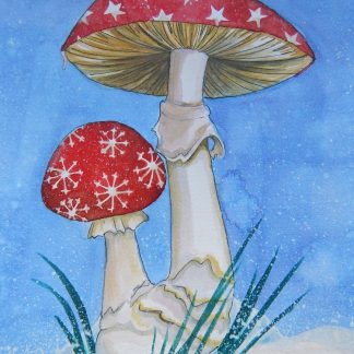 Christmas cards with mushrooms